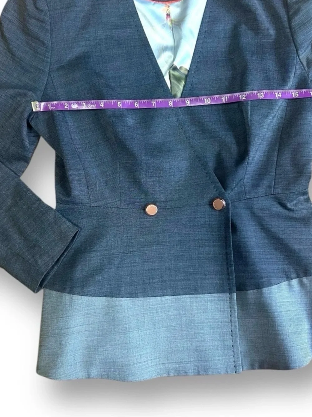Ted Baker Women's Blazer Two Tone Gray Size 4 Business Casual